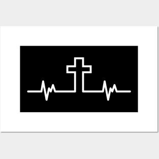 Cross Heartbeat - White Posters and Art